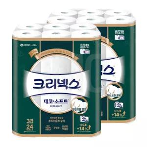 크리넥스 데코 소프트 3겹 화장지 30m, 24롤, 2개