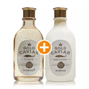 스킨푸드 골드 캐비어 이엑스 2종 토너 145ml + 에멀전 145ml 스킨 로션 주름개선