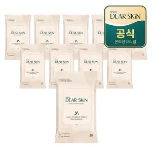 [깨끗한나라]디어스킨 락토 페미닌 여성청결 티슈 10매x10팩