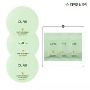 [김정문알로에]큐어 아쿠아 선쿠션 시즌3 본품3개+리필3개