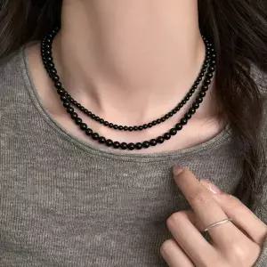 루리스 블랙 오닉스 볼 원석 실버925 목걸이 E68