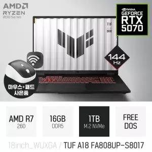 ⓒ ASUS TUF 게이밍 A18 FA808UP-S8017 16GB 1TB / 18인치 대화면 게임용 캐드용 영상편집용 AI 노트북