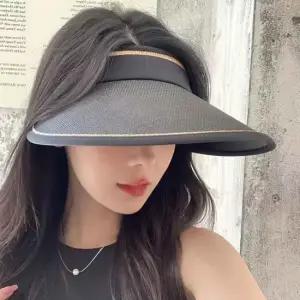 여름선캡 돌돌이모자 챙넓은캡모자 접이식여자캡 라탄밀짚 자외선차단모자 돌돌이썬캡 작업그늘모자