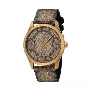 구찌 YA1264068 G타임리스 여성 가죽 쿼츠 38mm YA1264068A)