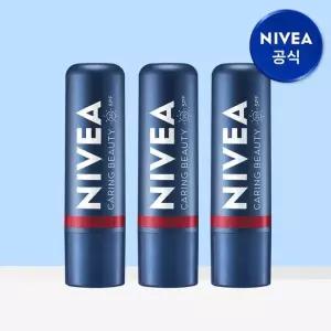 니베아 케어 앤 컬러 립밤 딥레드 4.8g 3개