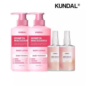 [쿤달]쿤달 퓨어 바디로션 베이비파우더 500ml x2개+바디미스트 베이비파우더 128ml x2개