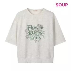 [SOUP](타임스퀘어점패션관)플라워 라인 드로잉 반팔 맨투맨 티셔츠 (S61TS16)
