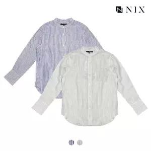 [NIX]여) 린넨 세미오버핏 헨리넥 셔츠(FNPECSL502P)