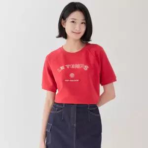 [지센] 젤라또 자수 레터링 라운드 반팔 티셔츠 LSTSP351_RE