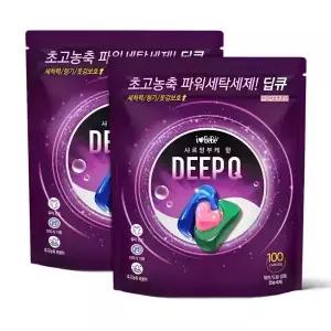 딥큐 3in1 샤르망부케 100개입+100개입 캡슐세제 실내건조 고농축 대용량 세탁 드럼세탁기 세제