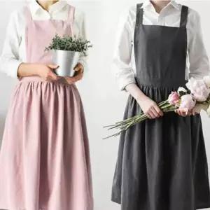 원피스형 린넨 카페 어린이집 에이프런 바리스타 앞치마