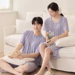 (제이지몰)반팔 반바지 여름 잠옷 냉감 냉장고 쿨원단 남여커플 상하세트