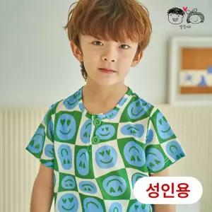 NEW 알럽키즈 성인 그린하트 5부 쿨 아이스 주니어 잠옷 실내복 파자마 홈웨어 상하세트