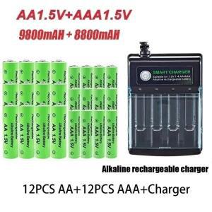 세라구  충전식 배터리 1.5V AA 9800mAh+AAA 8800mAh+충전기 컴퓨터 시계 라디오 비디오 게임 디지털 카메
