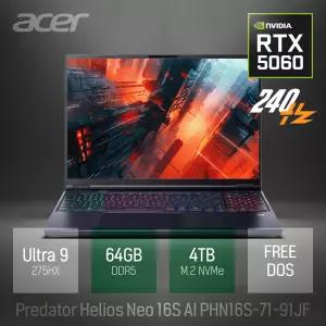 ⓒ 에이서 프레데터 헬리오스 네오 16S 슬림 AI PHN16S-71-91JF 64GB 4TB / 편집 캐드 고성능 게임 노트북