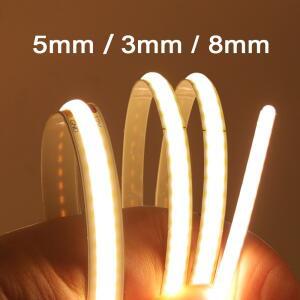 COB LED 스트립 빛 5V 12V 24V 320 480 384 528 LED 유연한 테이프 5mm 3mm 8mm PCB  자연 흰색 고밀도 선