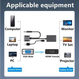 컴퓨터 노트북 TV 프로젝터 용 3.5mm 오디오 케이블 VGA 입력 HDMI 출력이있는 호환 변환기 어댑터