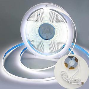 1m-5m USB COB LED 스트립 라이트 5V 320LEDs/m DIY TV 미러 유연한 리본 테이프 터치 센서 조광 가능 주방