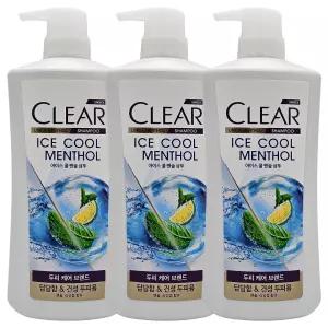 클리어 아이스 쿨 멘솔 샴푸 650ml x 3개/