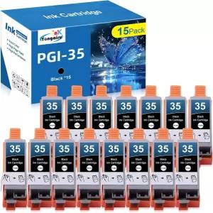 용루잉크 PGI-35 블랙 카트리지 캐논 TR150 iP100 프린터와 호환 35 36 교체 15팩
