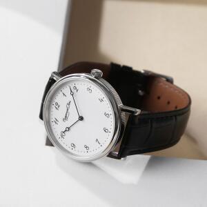 웨더스트립후드 Escapement Time 석영 무브먼트 시계 38 5mm 케이스 에나멜 화이트 방수 50m 블루 열처리 핸드