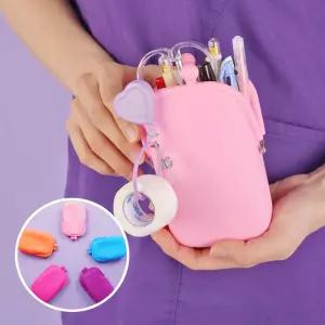 (색상:블루)실리콘 파우치 5color치 널스포켓 주머니 널스치 간호사치 미니치 여성치 사각치 생리대치 화장