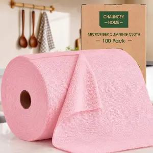 Chauncey HOME 극세사 클리닝 천 롤 - 100팩 찢어진 종이 타월 재사용 가능 세척 긁힘 방지 자동차용 키친