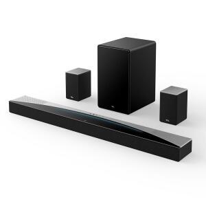 TCL Q85H 7.1.4 스마트 TV용 무선 서브우퍼가 서라운드 사운드 바 돌비 애트모스 DTS X 시스템 860W 파워 블루투스 홈 시어터 스피커 앱 제어 리모컨 최신 모델