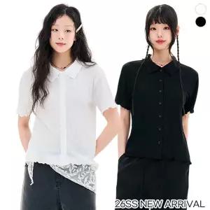 [체이스컬트] (WOMAN) SOFT 크링클 카라 T-SHIRT/2Color