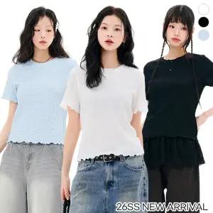 [체이스컬트] (WOMAN) NATURAL 크링클 반팔 T-SHIRT/3Color