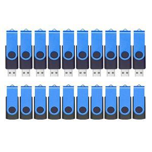 ABLAGE 2GB 플래시 드라이브 20팩 USB 2.0 메모리 스틱(랜야드 회전 엄지 포함) 데이터 저장을 위한 대용량 펜드라이브 U 디스크(파란색)