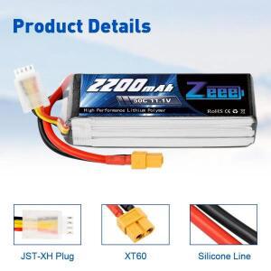 Zeee 3S 리포 배터리 11.1V 50C 2200mAh 리포 배터리 XT60 플러그 포함 RC 쿼드콥터 QAV250 드론 보트 비
