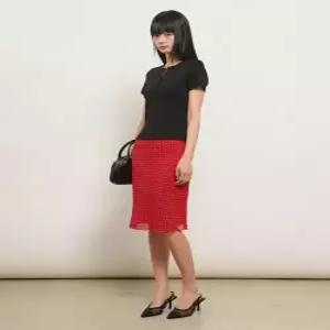 제너럴아이디어 generalideastandard 도트 시어 미디 스커트 RED GF2LSK517