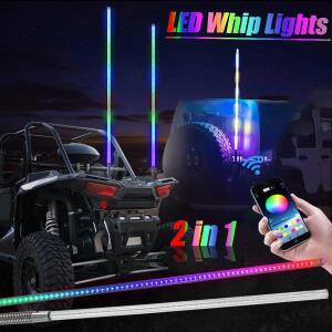 오프로드 차량용 LED 채찍 조명 자동차 주변 RGB 네온 스트립 UTV 안테나