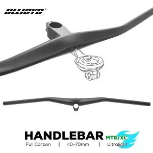 ULLICYC 탄소 한 모양의 통합 MTB 핸들 바 자전거 조종석 스템 포함 40mm 50mm 60mm 70mm 컴퓨터 마운트