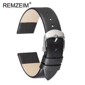 REMZEIM 소프트 초박형 송아지 가죽 시계 스트랩  시계 밴드 14mm 16mm 18mm 20mm 22mm 손목 밴드 팔찌 핑