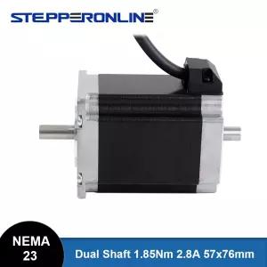 STEPPERONLINE Nema 23 스테퍼 전동 듀얼 샤프트 1.85Nm 76mm 길이 2.8A 8mm Nema23 스텝 전동 CNC 조각기