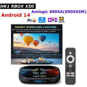 안드로이드 14.0 TV 박스 HK1 RBOX X50 Amlogic S905AS905X5M 1000M LAN BT5.X 4GB Wifi6 4K 액티브 쿨링