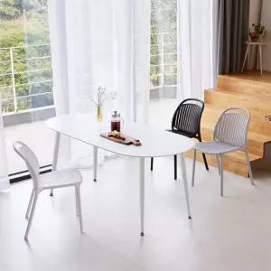 베스트리빙 스칸디화이트 마닐라 1400 4인 사각 타원 세라믹 식탁세트