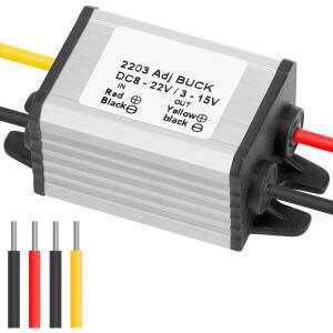 DC 8-35V에서 3-15V로 변환하는 버크 컨버터 DC18V20V24V에서 12V 3A로 스텝 다운 방수 전압 조절기 공급기