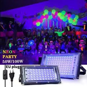 50W 100W Led UV 투광 조명 자외선 무대 램프 LED 무대 블랙 라이트 방수 디스코 파티 백라이트
