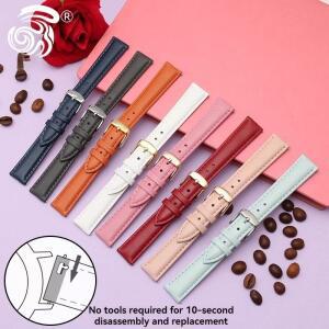 소 가죽 스트랩 12mm 14mm 15mm 16mm 18mm 20mm 호환용 퀵 릴리즈 릴리스 손목 스트랩 교체 남성 여성 시계