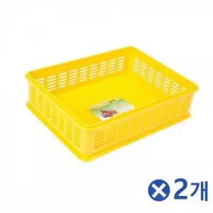 [하프클럽/]노란색 바구니 플라스틱 수납 박스 다용도 정리 보관 바스켓 2개