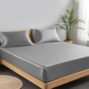 LINENWALAS TENCEL 라이오셀 매트리스 커버만 포함, 포켓 쿨링 - 사방 침구 (라이트 실크 딥 40.6CM(16인치) 가장 처리된 유칼립투스 부드러운 고무줄 그레이,