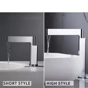 의 수도꼭지 Tapware 목욕 믹서 높은 키가 큰 욕실 싱크 탭 단일 핸들이있는 황동 크롬 그레이 냉수 패션