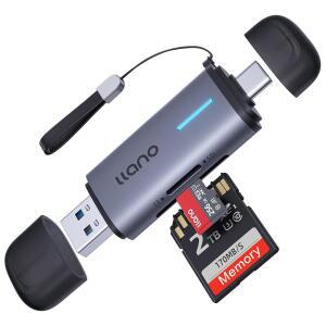 LLANO MICRO SD 카드 리더 USB C 3.0 리더 듀얼 슬롯 어댑터 2개 MICROSD용 메모리 SDHC SDXC 아이폰호환 17/16/15 애플호환 아이패드호환 ANDROID 컴퓨터와 호환 가능
