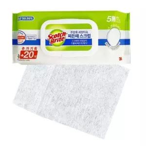 3M 5585 주방 세정티슈 60매 찌든때 노 스크래치 물티슈 행주 일회용 1회용 부엌