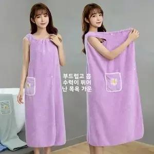 여성용 롱 스타일 흡수성 폴리에스터 바스타월 랩 스커트 착용 가능한 목욕가운 가정용 세탁 헤어 드라이어