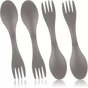4PCS 캠 스팍 2 in 티타늄 배낭여행 롱핸들 포크 스푼 로 야외 하이킹용