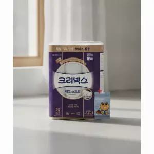 크리넥스 데코엔소프트 더도톰한 3겹 화장지 25m 30롤 카카오 프렌즈 물티슈 리필 10매